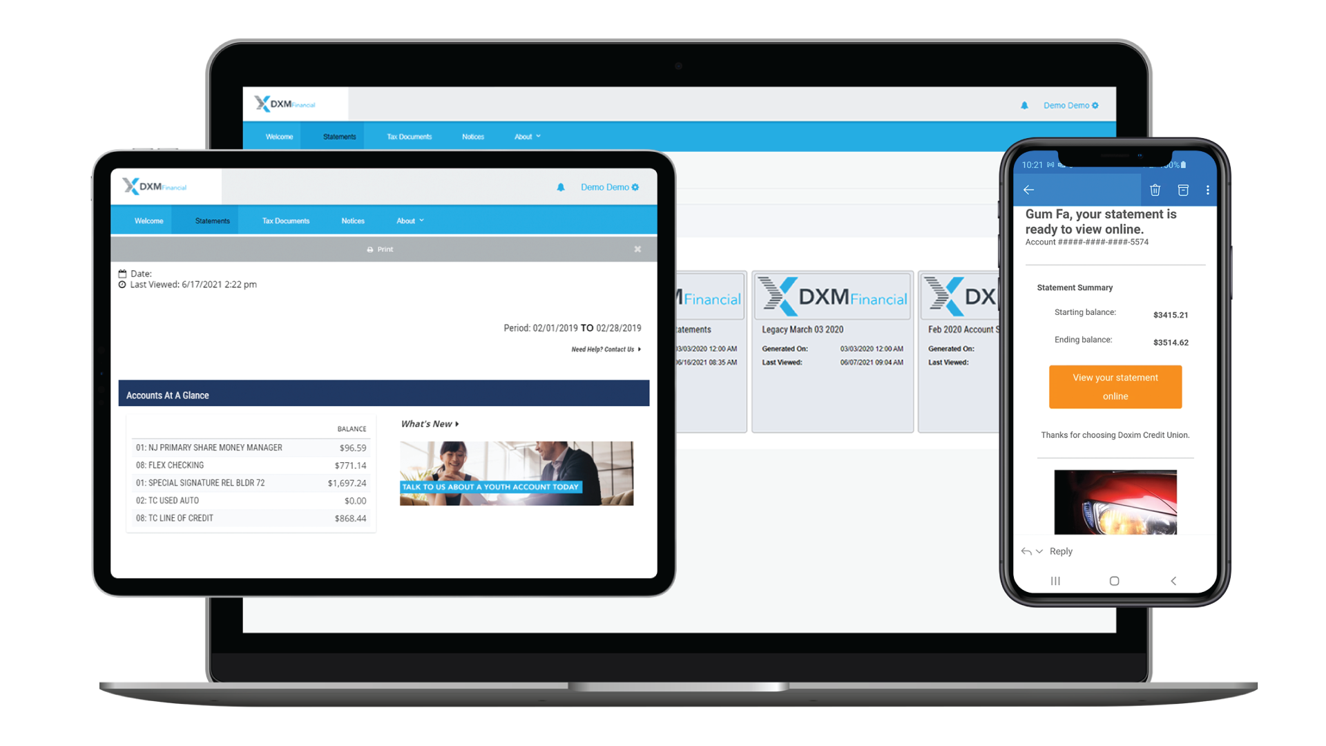 screenshot of Doxim CCM